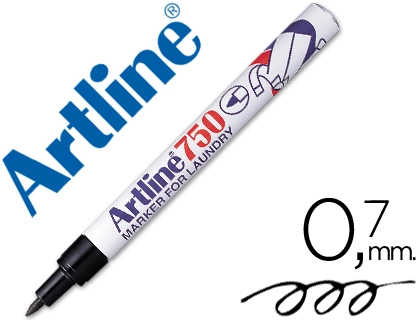 Rotulador artline marcador permanente lavable para textil ek-750 negro punta redonda 0,7 mm 2