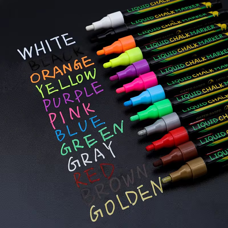MARCADORES DE TIZA LIQUIDA SET DE 12 COLORES BORRABLES MULTISUPERFICIE 4