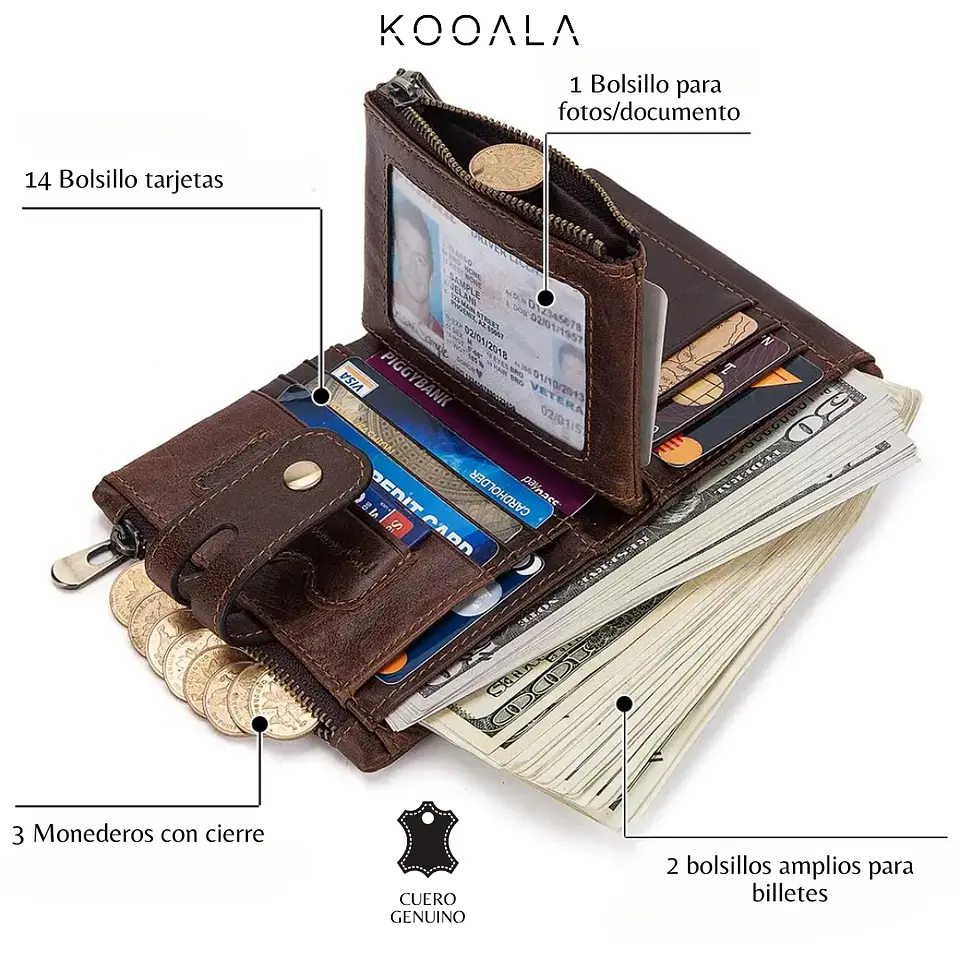 Billetera Jeep de Cuero Genuino para Hombre 3