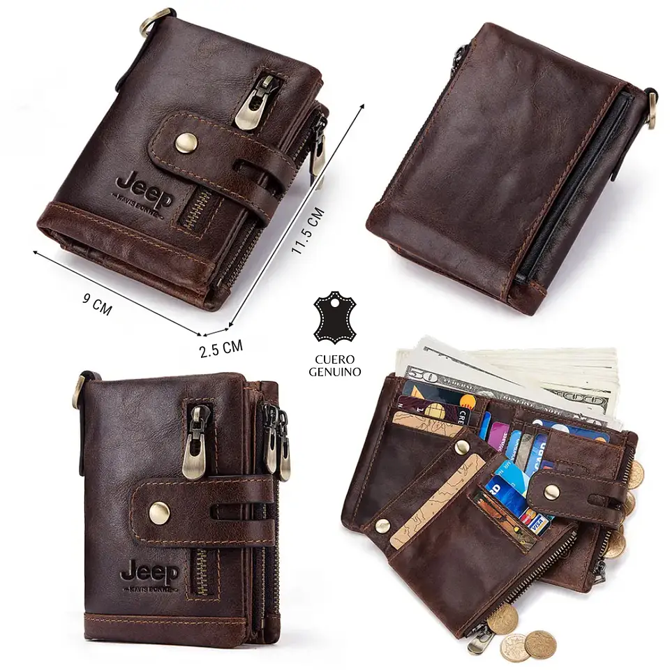 Billetera Jeep de Cuero Genuino para Hombre 4