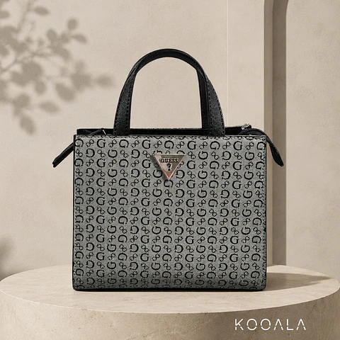 Cartera Guess Monogram Pequeña Gris con Negro