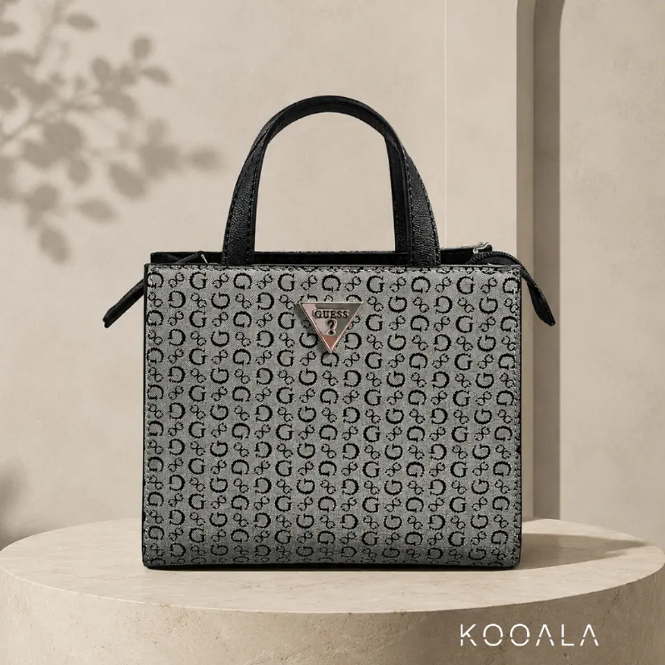 Cartera Guess Monogram Pequeña Gris con Negro 1
