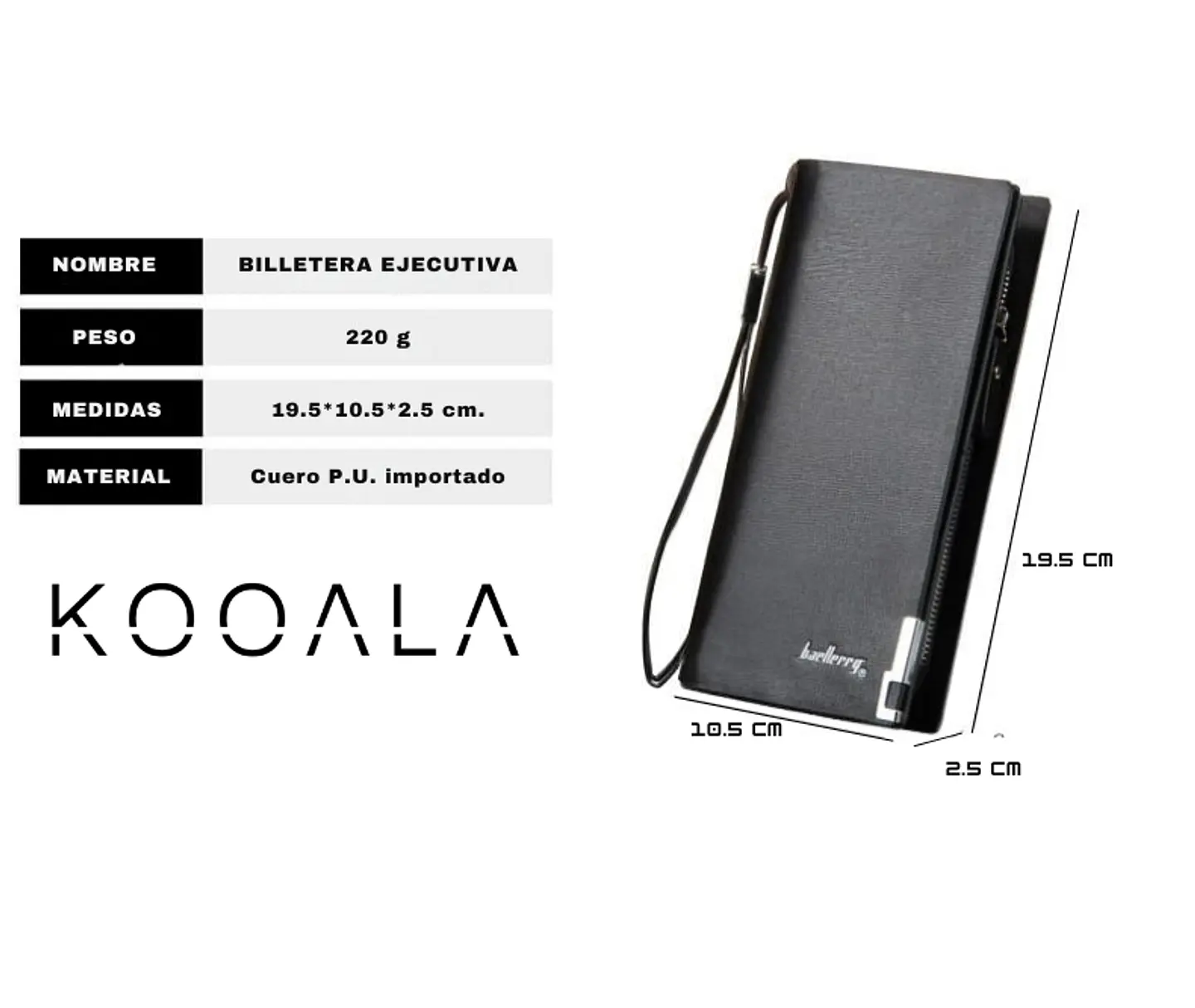 Billetera Baellerry Larga con Detalle Metálico para Hombre 5