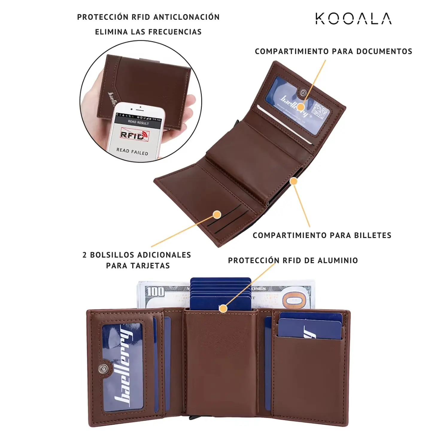 Billetera Baellerry Men Shield RFID para Hombre 6