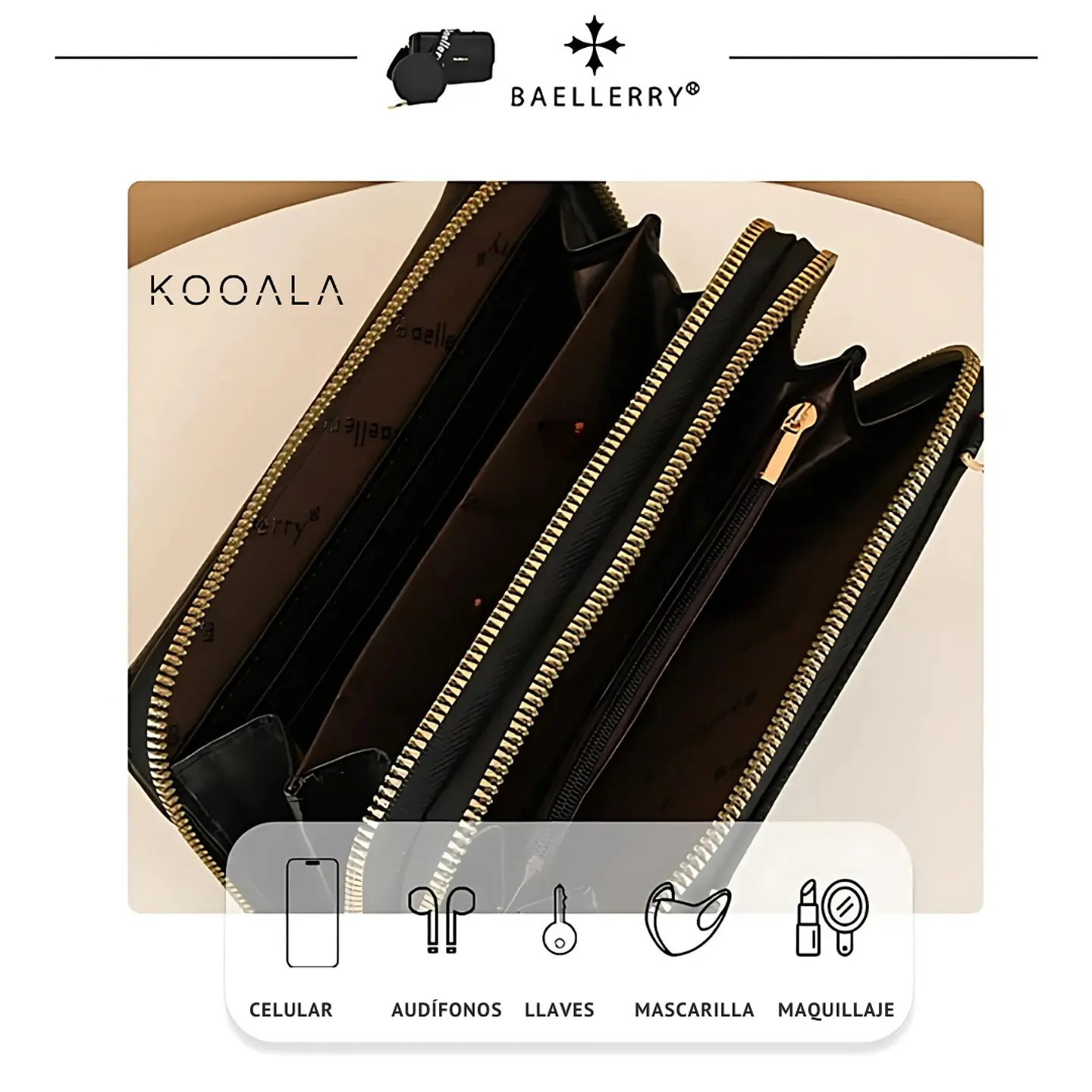 Cartera Billetera Baellerry Luxe Set Rosada 5