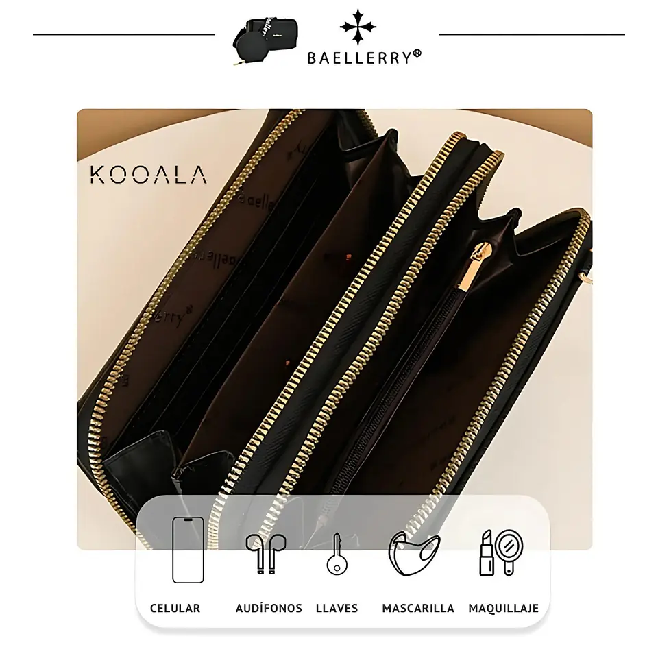 Cartera Billetera Baellerry Luxe Set Rosada 5