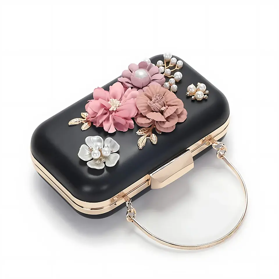 Cartera de Fiesta Perla Negra Tipo Cofre 3