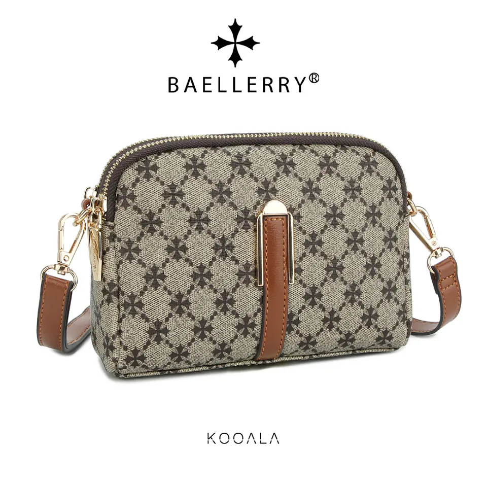 Cartera Crossbody Monogram Chic Beige y Marrón 3