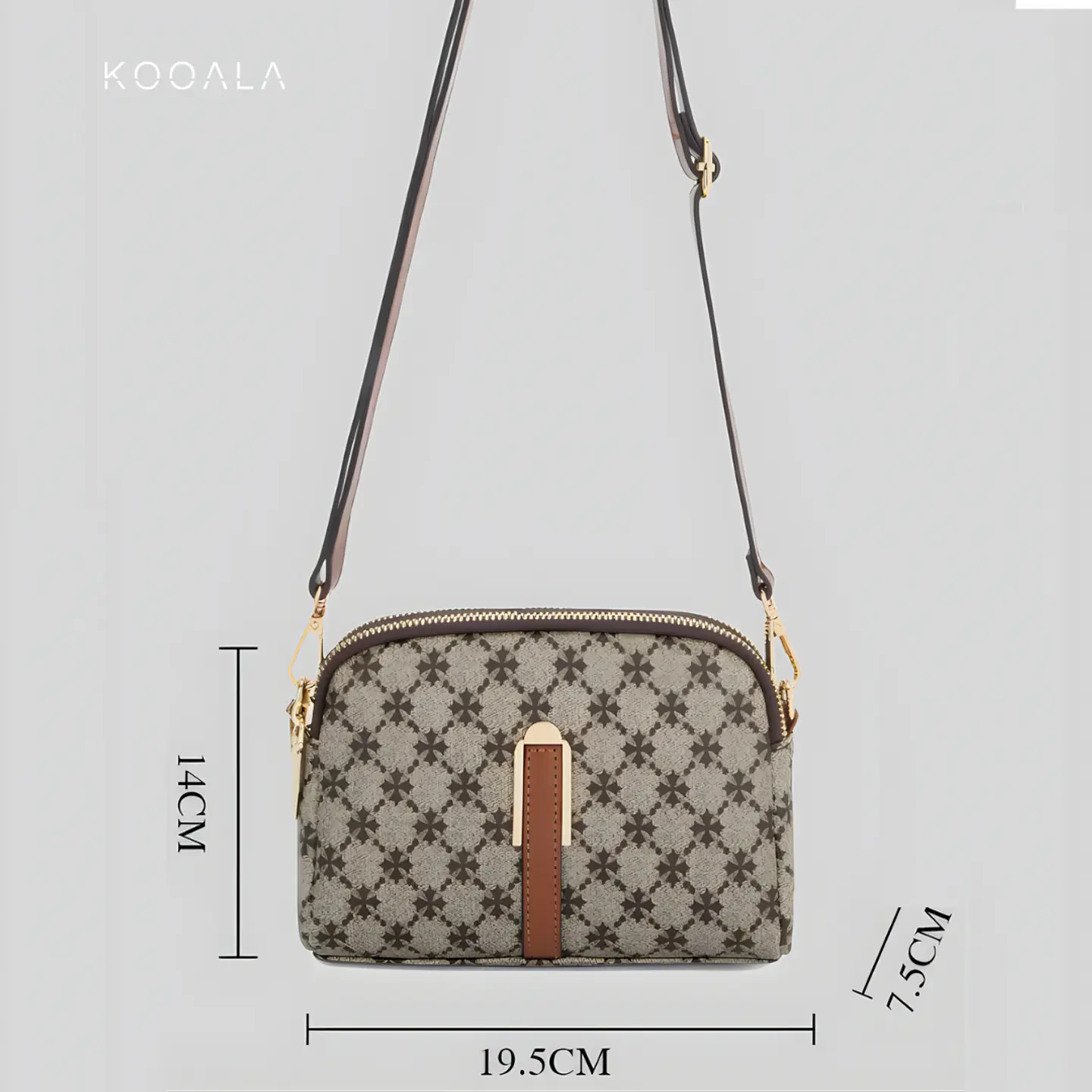 Cartera Crossbody Monogram Chic Beige y Marrón 4