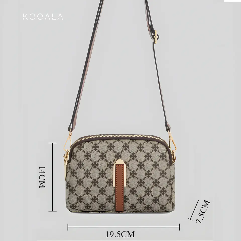 Cartera Crossbody Monogram Chic Beige y Marrón 4