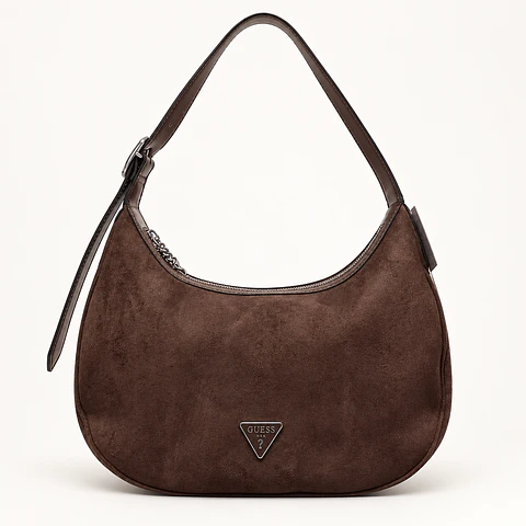 Cartera Baguette Guess Suede Touch Marrón para Mujer