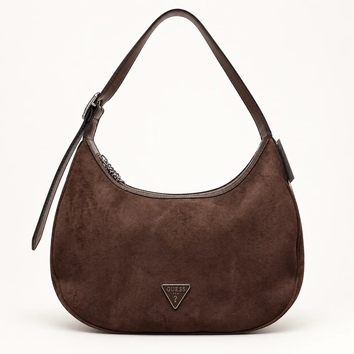 Cartera Baguette Guess Suede Touch Marrón para Mujer 1