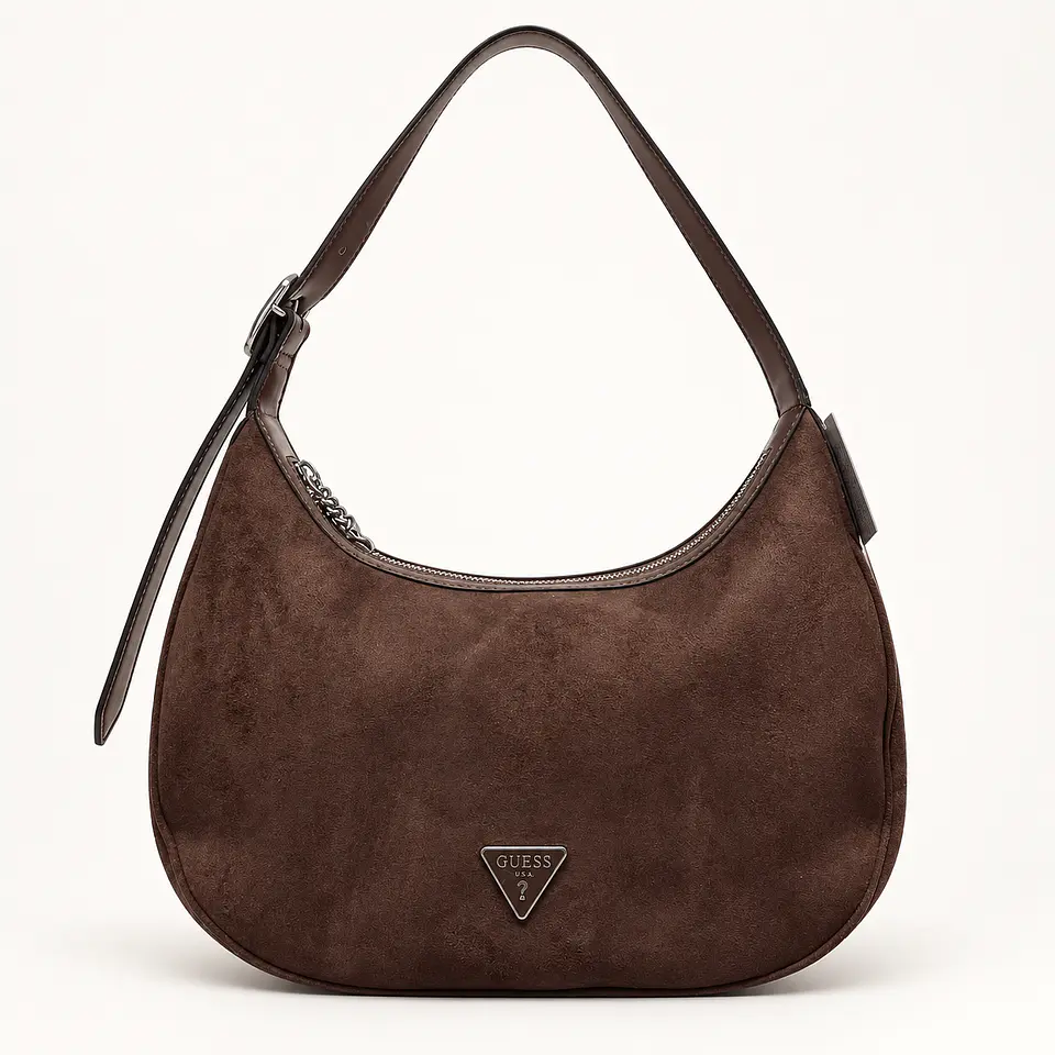 Cartera Baguette Guess Suede Touch Marrón para Mujer 1