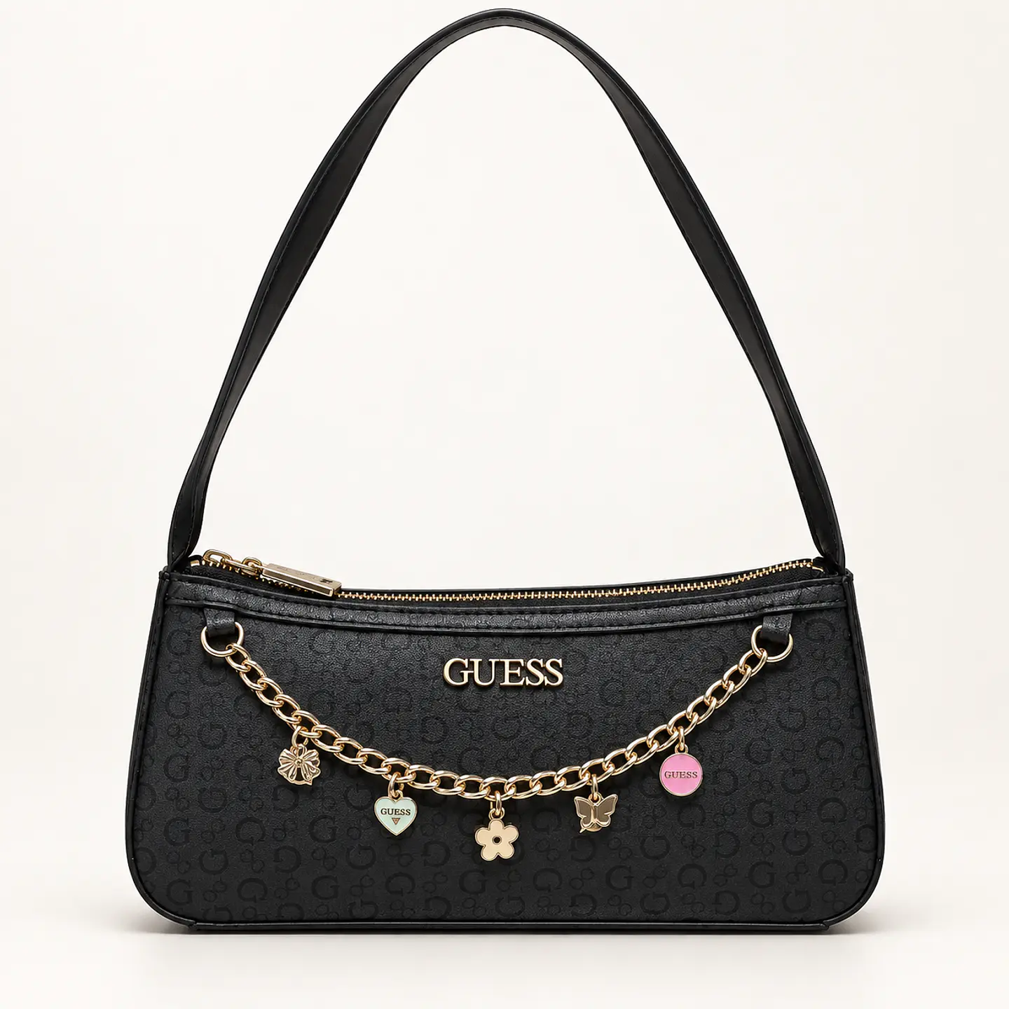 Cartera Baguette Guess Charm Chain Negra para Mujer 1