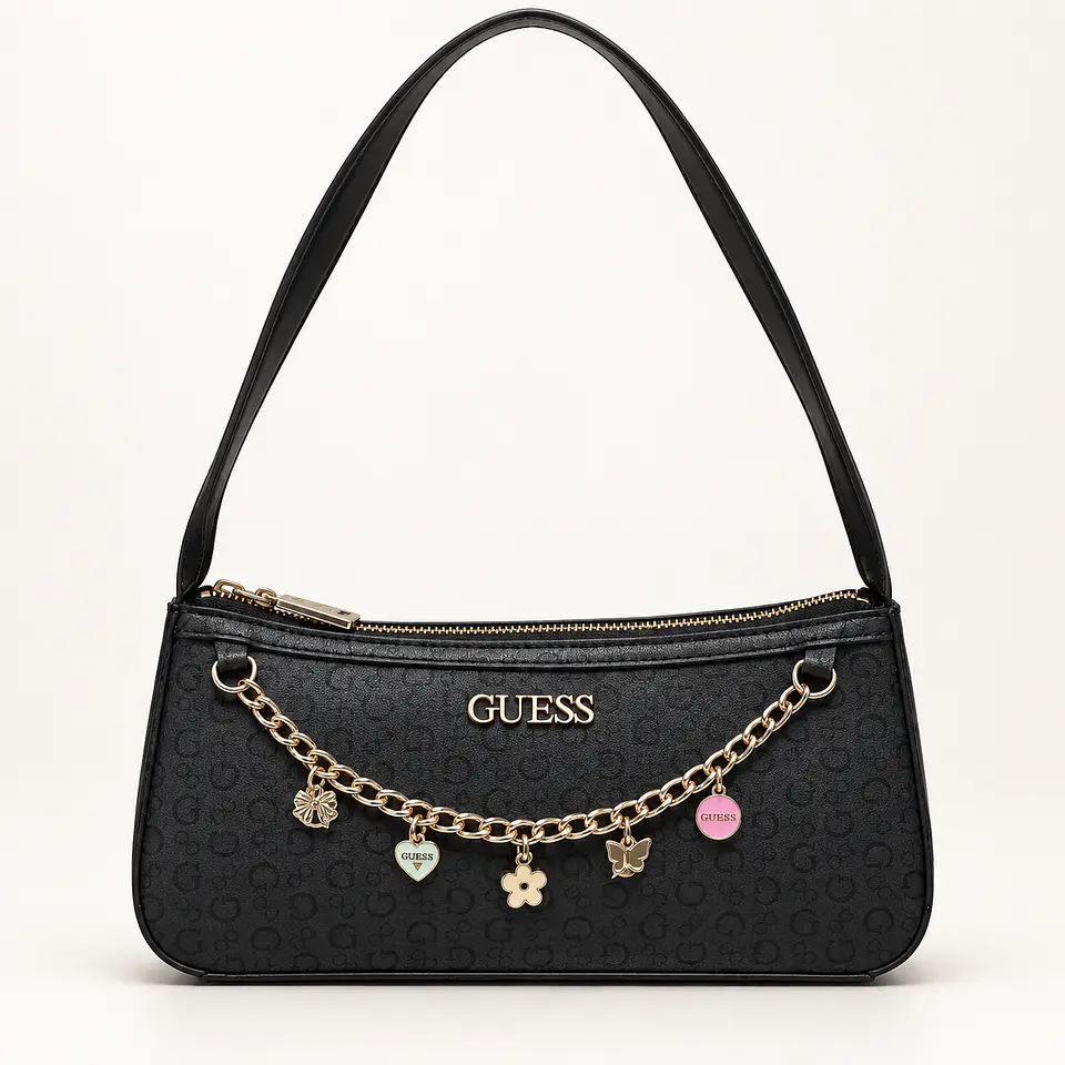 Cartera Baguette Guess Charm Chain Negra para Mujer 1