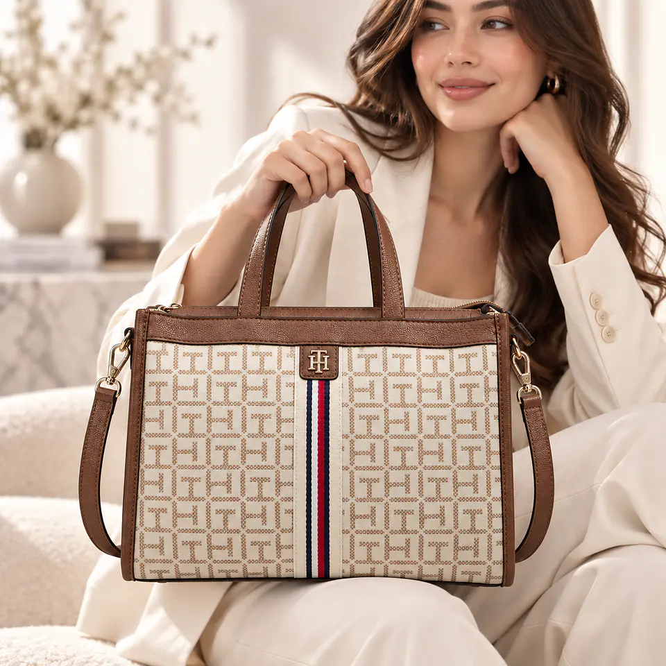 Mini Tote Tommy Hilfiger Heritage Stripe Beige para Mujer 2