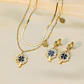 Set Collar + Aretes Trébol Doré de Acero Inoxidable - Miniatura 1