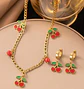 Set Collar + Aretes Cherry Charm de Acero Inoxidable - Miniatura 1