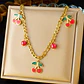 Set Collar + Aretes Cherry Charm de Acero Inoxidable - Miniatura 5