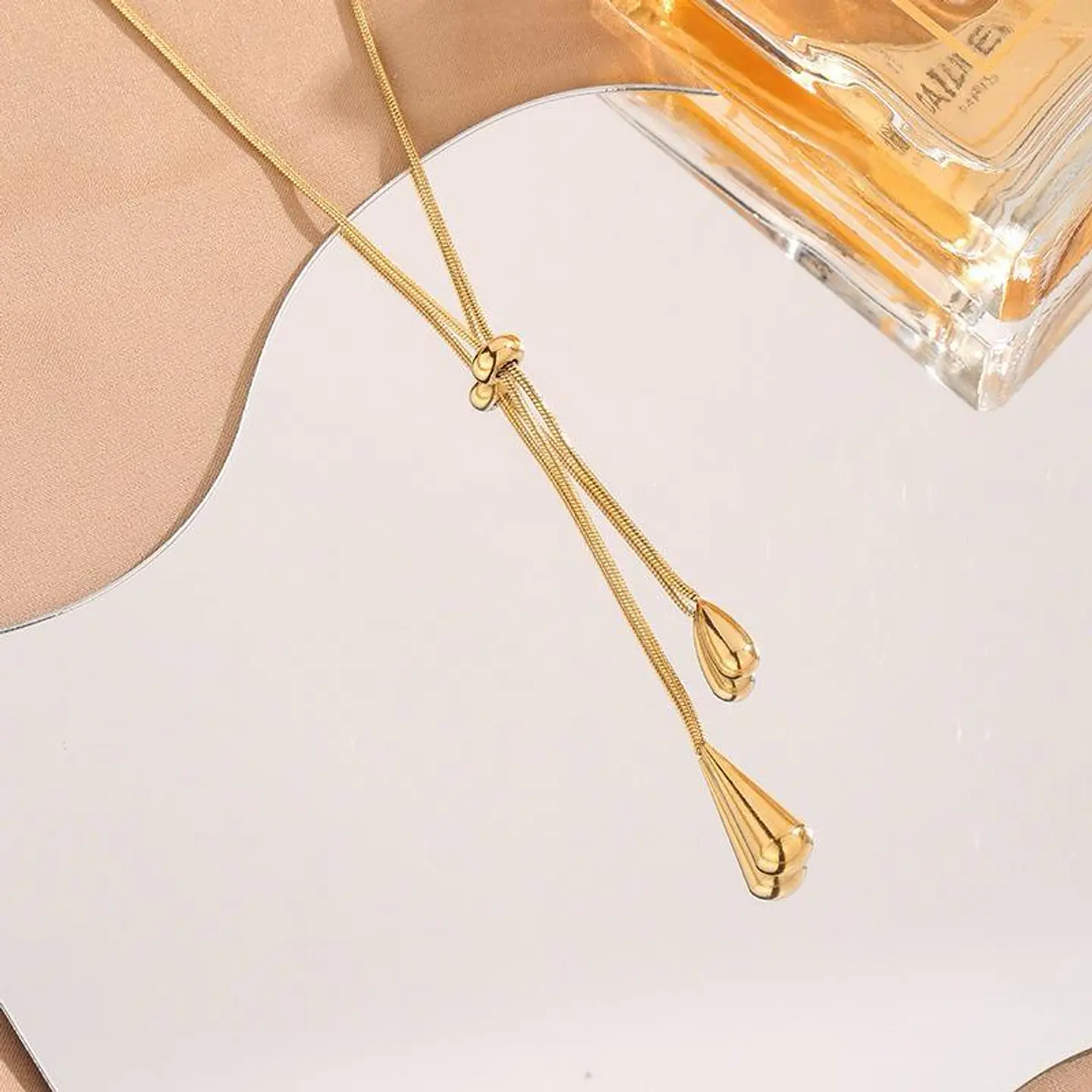Set Collar + Aretes Lluvia Gold de Acero Inoxidable 3
