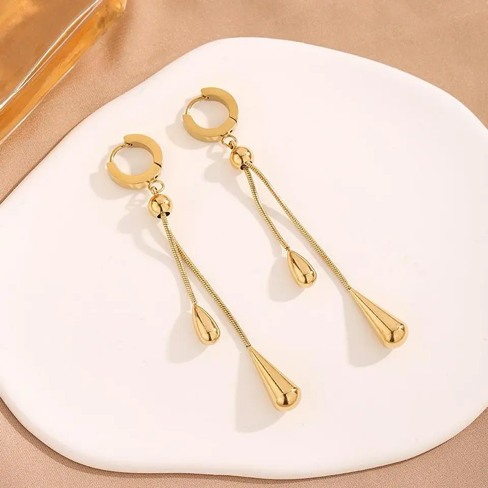 Set Collar + Aretes Lluvia Gold de Acero Inoxidable 6