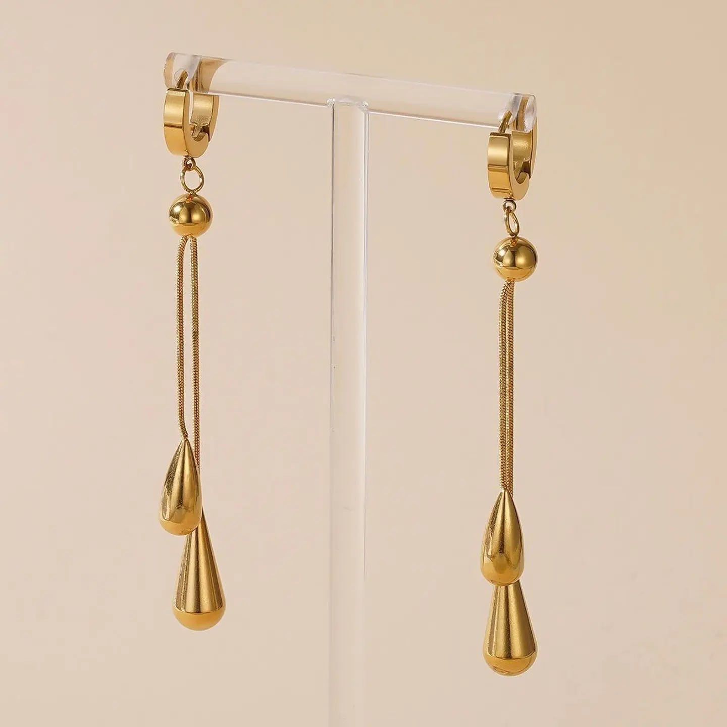 Set Collar + Aretes Lluvia Gold de Acero Inoxidable 7