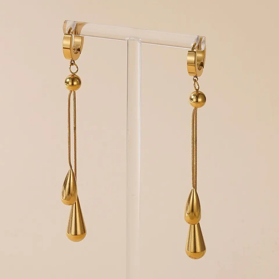 Set Collar + Aretes Lluvia Gold de Acero Inoxidable 7