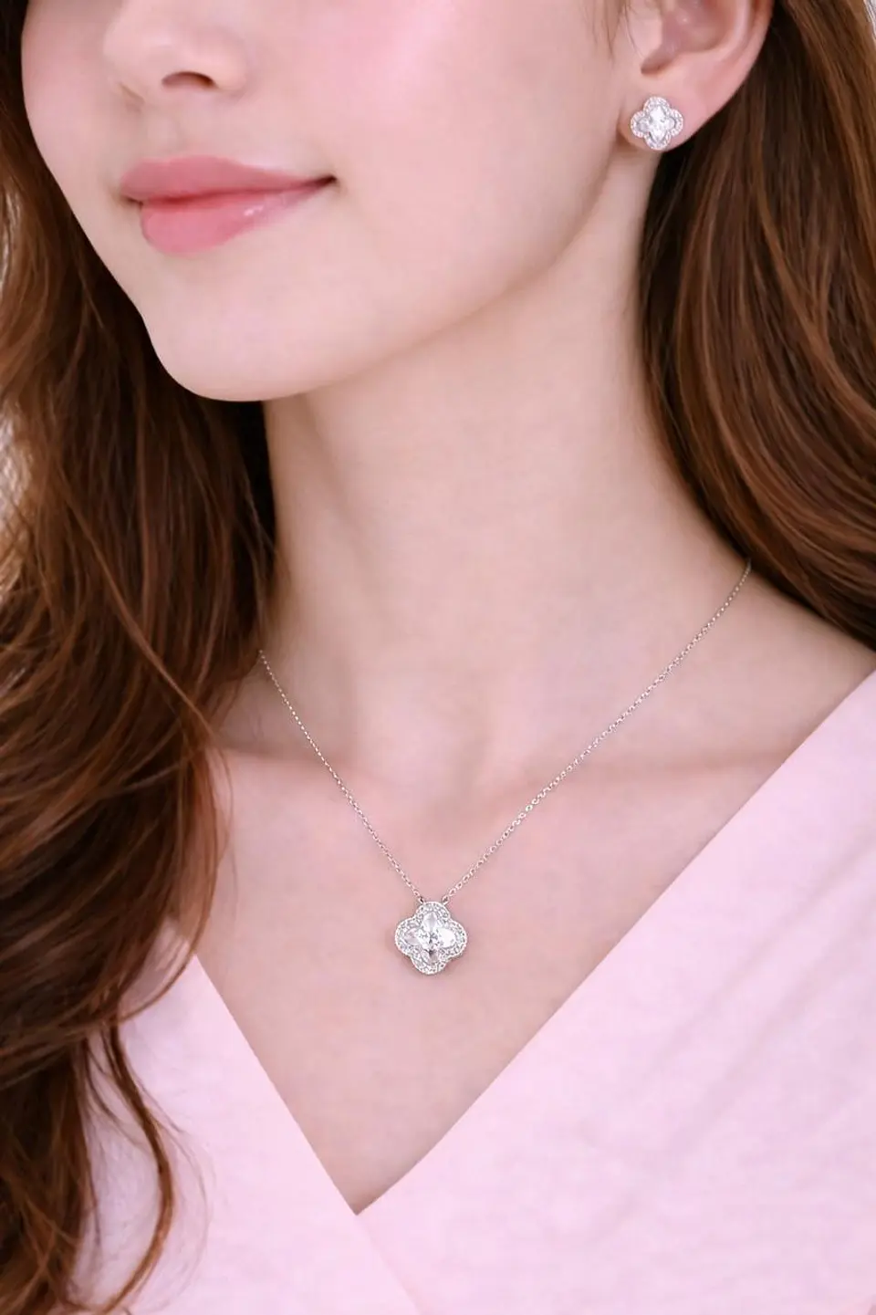 Set Collar + Aretes Aurora Crystal de Acero Inoxidable 5