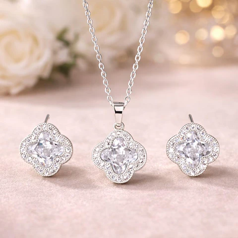 Set Collar + Aretes Aurora Crystal de Acero Inoxidable
