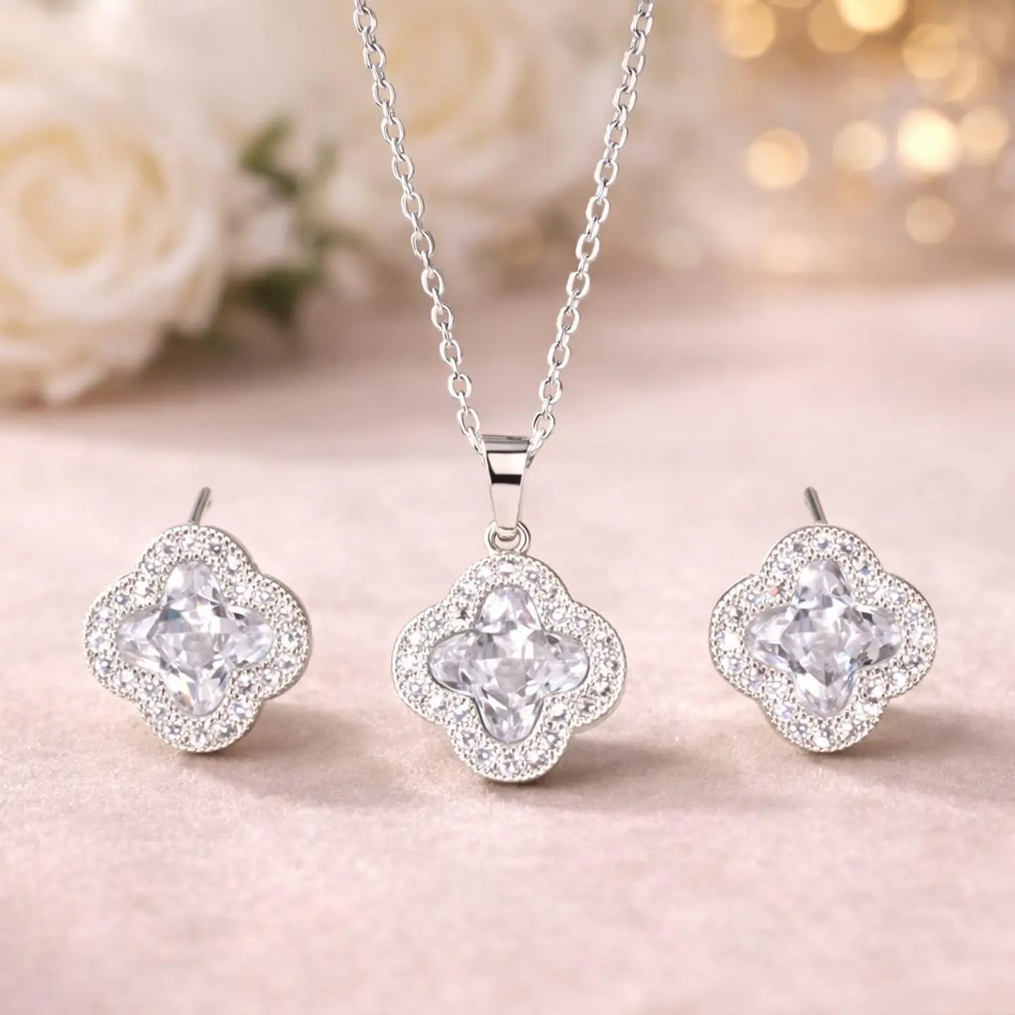 Set Collar + Aretes Aurora Crystal de Acero Inoxidable 2