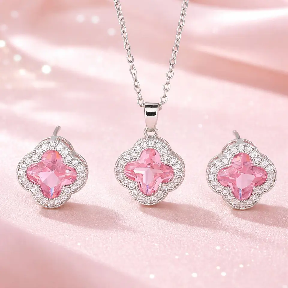 Set Collar + Aretes Aurora Crystal de Acero Inoxidable 7