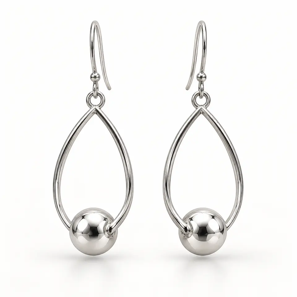 Aretes de Plata 925 Gota Esfera 1