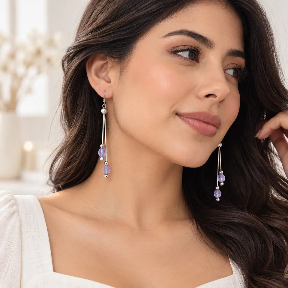 Aretes de Plata 925 Lila Drop 2