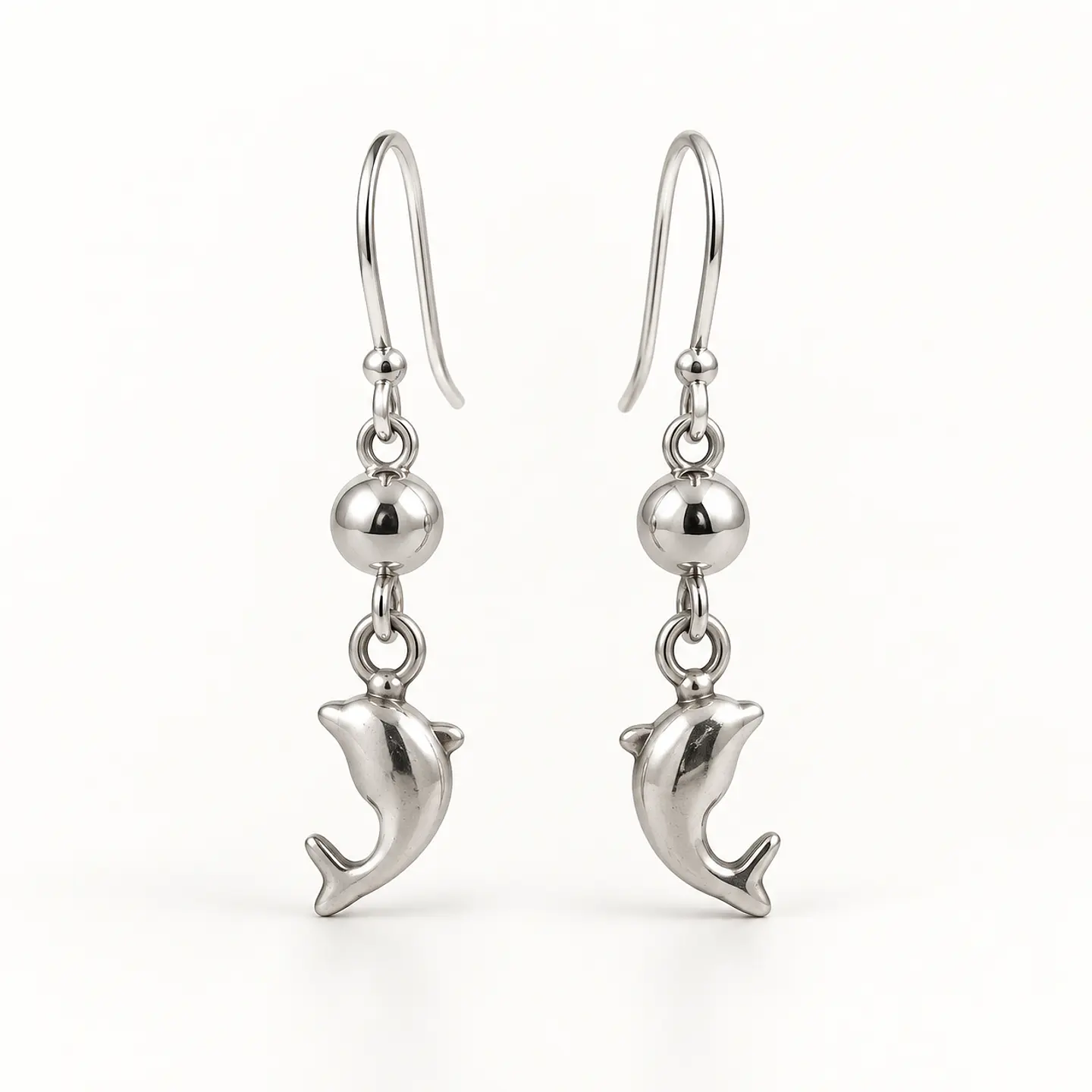 Aretes de Plata 925 Delfín Colgante 2