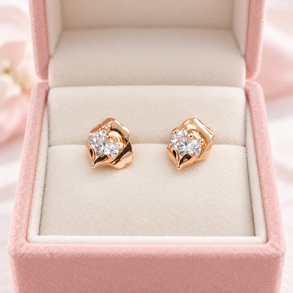 Aretes Rose Glow – Acero Inoxidable Bañado en Oro Rosa | 5 Diseños 5