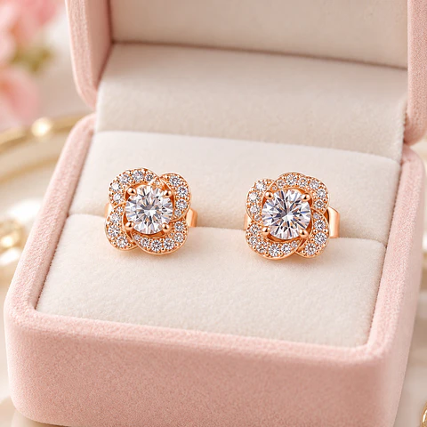 Aretes Rose Glow – Acero Inoxidable Bañado en Oro Rosa | 5 Diseños