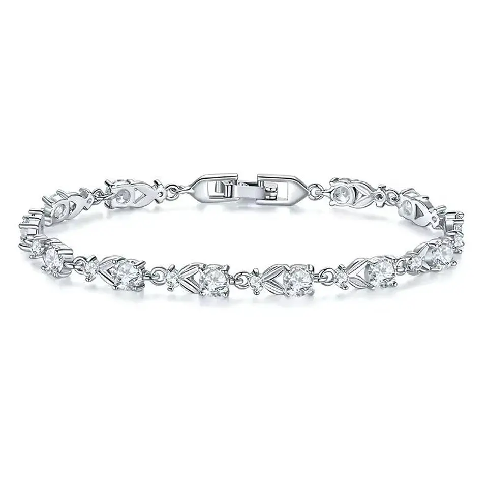 Pulsera Brillo Floral de Acero Inoxidable con Zircón – 4 Colores 1