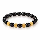 Pulsera Elástica Urban Hex con Cuentas Negras y Detalles Dorados - Miniatura 1