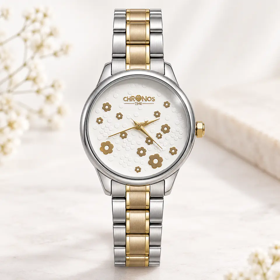 Reloj Chronos Bloom Bicolor para Mujer – Diseño Floral 1