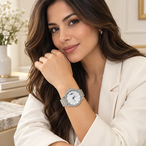 Reloj Chronos Crystal Silver para Mujer – Acero Quirúrgico