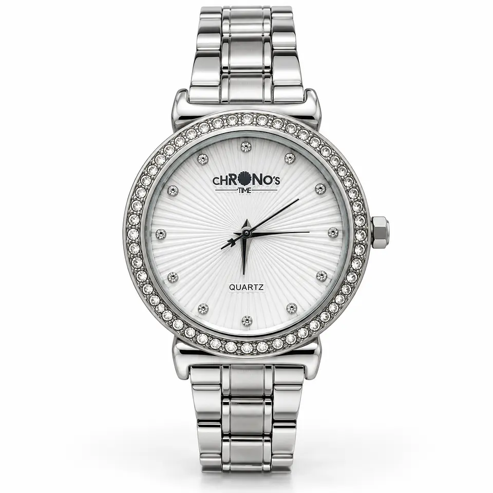 Reloj Chronos Crystal Silver para Mujer – Acero Quirúrgico 1