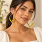 Aretes Floral Lemon Gold – Aros Geométricos de Acero Inoxidable - Miniatura 2