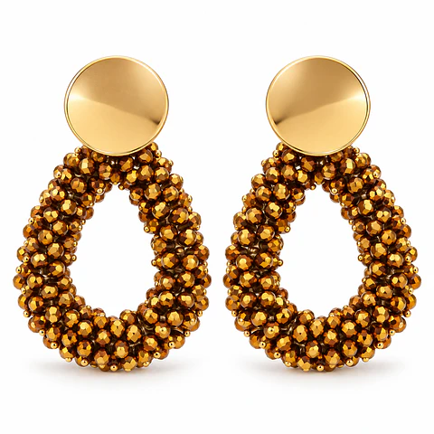 Aretes Gota Ámbar Shine – Colgantes de Acero Inoxidable