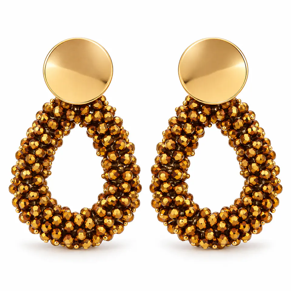 Aretes Gota Ámbar Shine – Colgantes de Acero Inoxidable 1