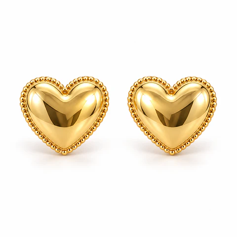 Aretes Mini Heart Gold – Corazón Dorado de Acero Inoxidable