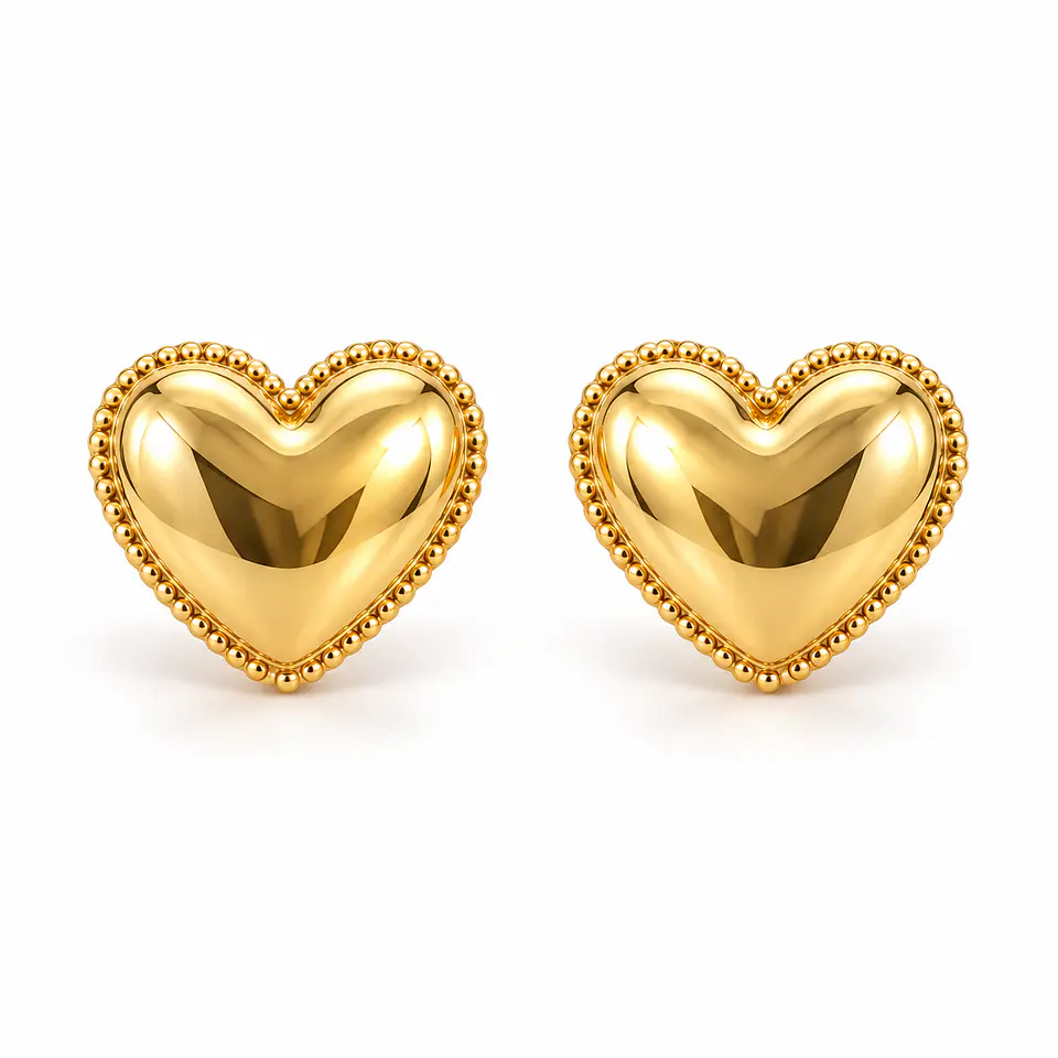 Aretes Mini Heart Gold – Corazón Dorado de Acero Inoxidable 1