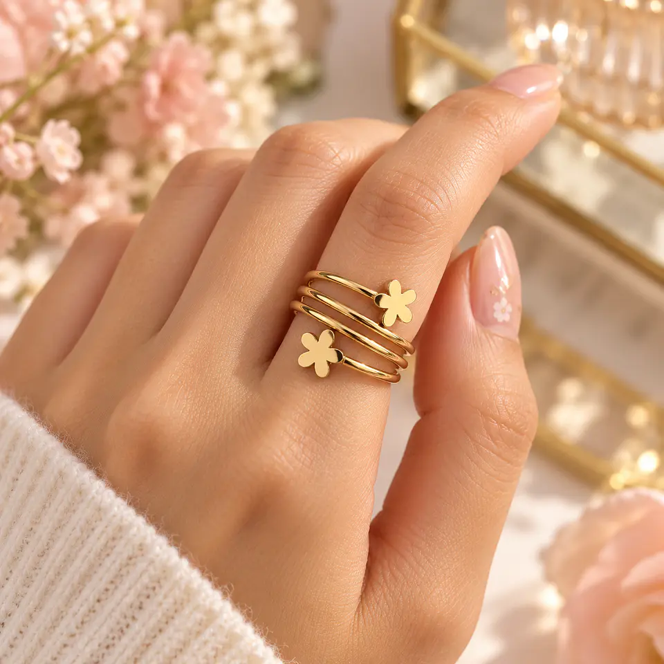 Anillos Dorados Envolventes de Acero Inoxidable 7.5 cm – KOOALA 3