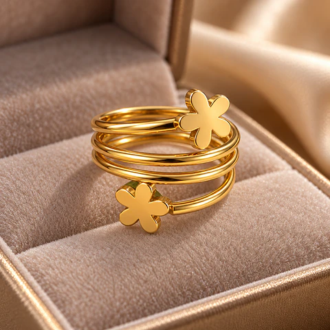 Anillos Dorados Envolventes de Acero Inoxidable 7.5 cm – KOOALA