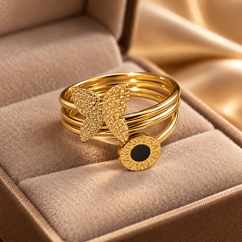 Anillos Dorados Envolventes de Acero Inoxidable 7.5 cm – KOOALA