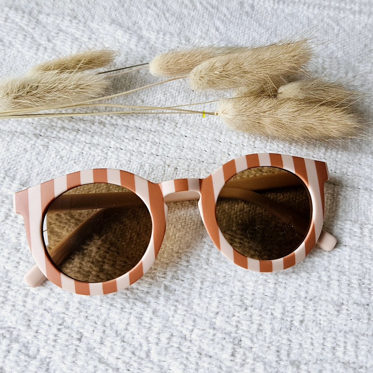 Óculos de sol para bebé e criança UV400 | Listrados bege/terracota 1